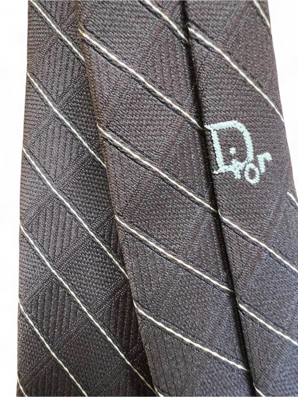 Dior Men’s Black Diagonal Stripe Silk Tie - Picture 4 of 5
